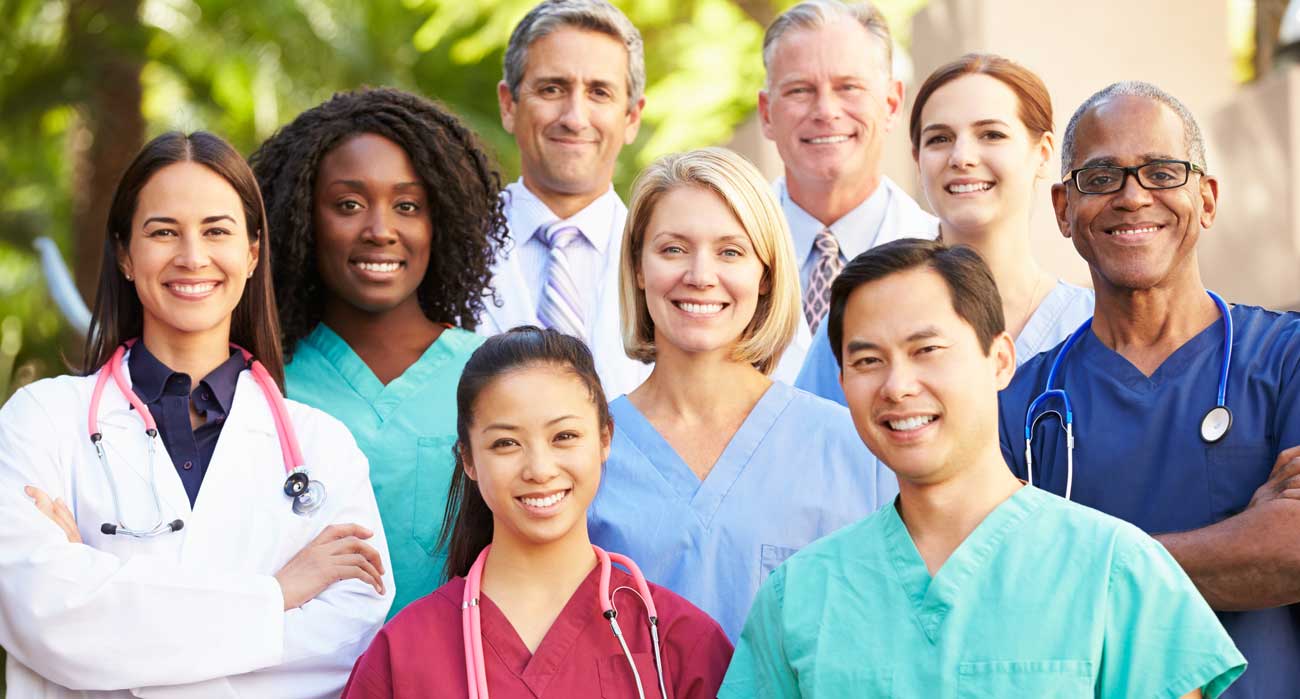 Photo of a home health staff with nurses, physical therapists, and home health aides